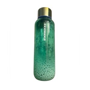 Starbucks Glass Water Bottle Blue Frosted Ocean 20oz Tumbler Iridescent Lid P.O